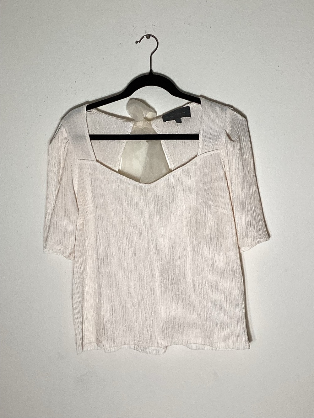Sunday in Brooklyn Cream Square-Neck Tie-Back Blouse size L